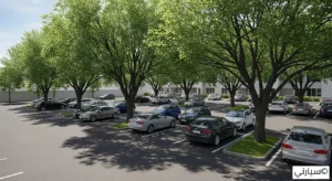 سيارة مركونة بطريقة ذكية في الظل بعيداً عن أشعة الشمس المباشرة