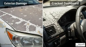 طلاء سيارة باهت ومتقشر وتالف بسبب التعرض المستمر لأشعة الشمس الحارقة