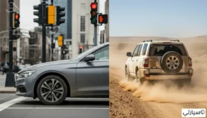 سيارة تسير في طريق مزدحم مما يزيد الضغط على المحرك ويتطلب صيانة مكثفة أكثر من المعتاد