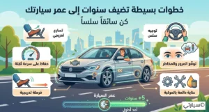 سيارة نظيفة ومصانة جيداً تسير بسلاسة على الطريق بعد تطبيق خطوات الحفاظ عليها