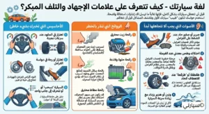 لوحة عدادات السيارة تظهر علامات التحذير والإجهاد المبكر للمحرك