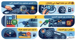 ميكانيكي سيارات خبير يقدم نصائح سريعة ومباشرة لفحص زيت المحرك وإطارات السيارة